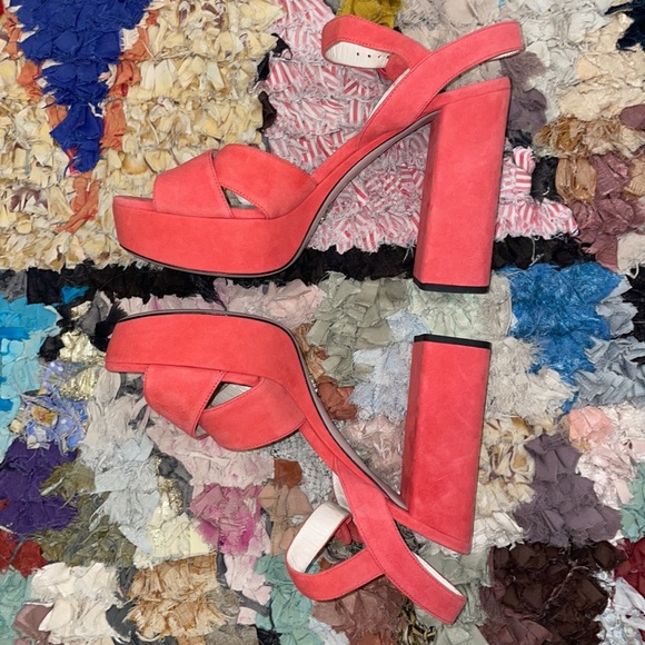 NWOB Prada Coral Suede Platform Sandals 39 - Picture 6 of 6
